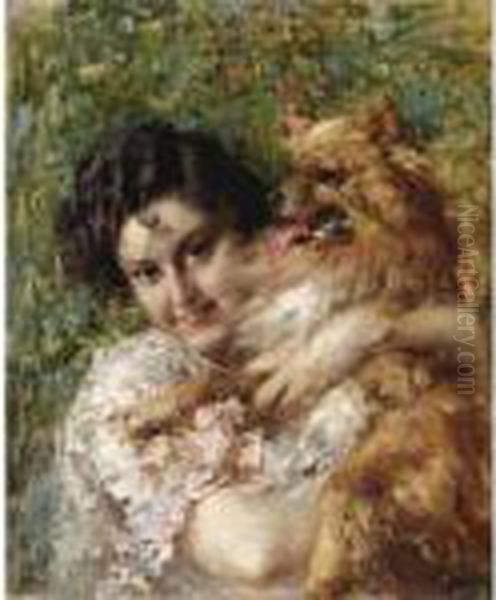 Giovane Donna Con Cagnolino - view 1