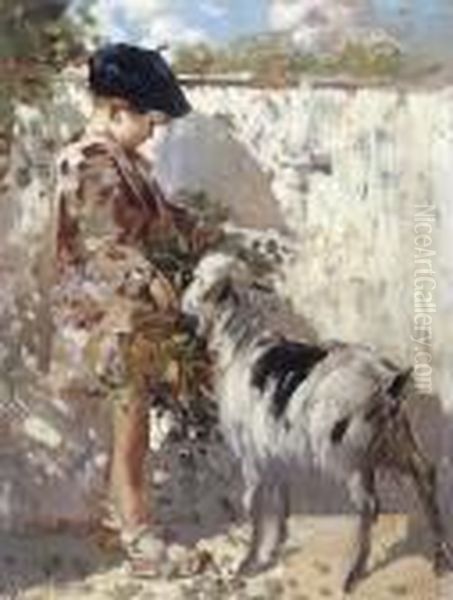 Portrait Of A Boy With A Goat - view 1