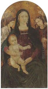 The Madonna and Child surrounded by angels by The Master Of Marradi