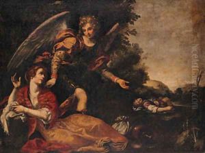 The Archangel Michael appearing to Hagar and Ishmael in the wildnerness