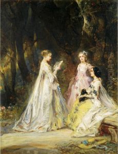 La Lecture Dans Le Parc by Eugene Isabey