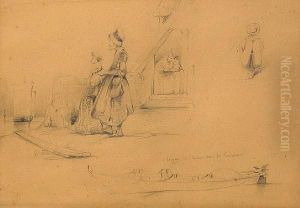 A Sheet Of Figure Studies by Eugene Isabey
