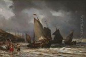 Depart Pour La Peche by Eugene Isabey