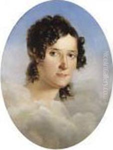 Portrait De Femme Entouree De Nuages by Eugene Isabey