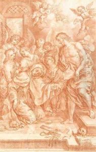 Saint Margaret of Cortona experiencing a vision of Christ by Pietro Marchesini