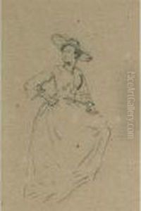 A Study Of A Lady In A Wide Brimmed Hat ( Two Views, A Double-sided Work)