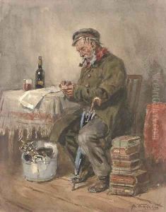 Portrait of a man smoking a pipe by Vladimir Egorovich Makovskii