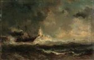 Bateau Dans Un Orage (boat In A Storm) by Eugene Isabey
