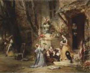 Children Playing With The Favorite Pets by Eugene Isabey