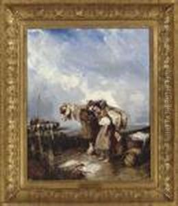 Le Debarquement De La Maree by Eugene Isabey
