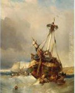 Sailing Near The Coast by Eugene Isabey