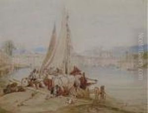 Dockside At A Southern Port by Eugene Isabey