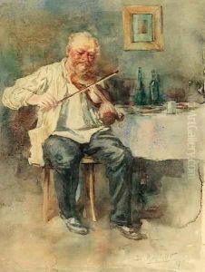 Portrait of a Violinist by Vladimir Egorovich Makovskii