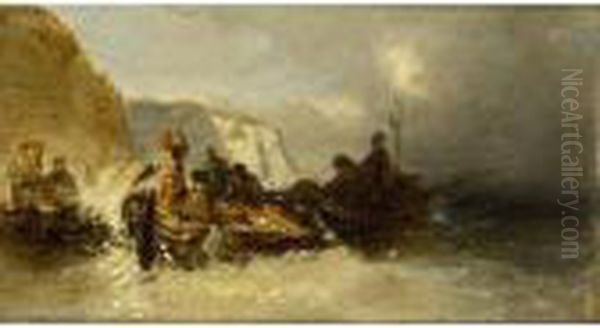 Boat In Distress Near The Rocks - view 1