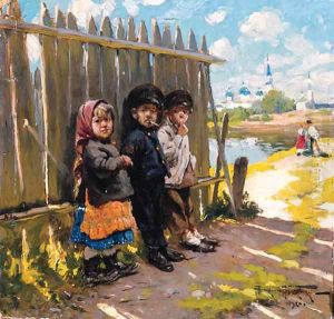 Village Children by Vladimir Egorovich Makovskii