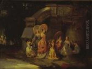 Jeune Femme En Bas De L'escalier D'honneur