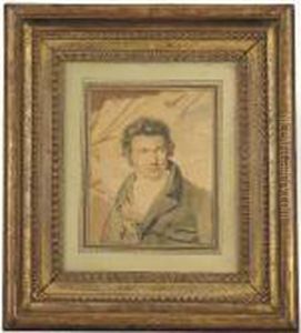 Portrait D'homme En Buste by Eugene Isabey