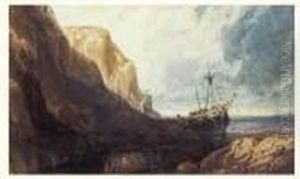 Bateau Sur La Cote Normande by Eugene Isabey