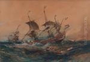 Navire Dans La Tempete by Eugene Isabey