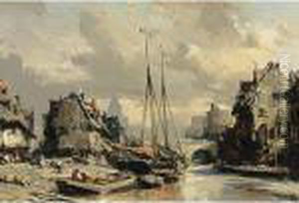 A Harbour Scene In A Town - view 1