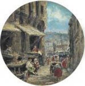 A Street In A French Town by Eugene Isabey