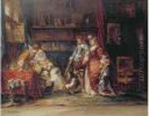 Scene D'histoire Renaissance by Eugene Isabey