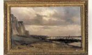 Greve Et Falaise En Normandie by Eugene Isabey