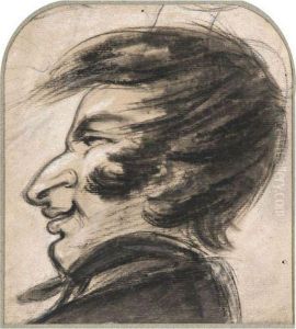 Portrait Charge Presume De Frederic Chopin by Jean-Baptiste Isabey