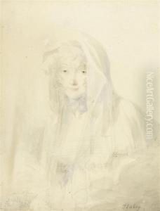 Portrait Of A Young Lady. by Jean-Baptiste Isabey