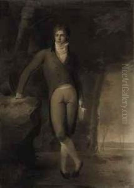 Portrait Of A Man, Standing And Holding A Book In A Woodedlandscape - view 1