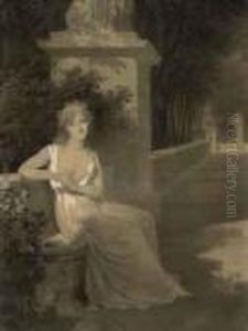 Portrait Of Theresa Tallien 
(1773-1835), Seated In A Garden In The Guise Of The Muse Thalia by Jean-Baptiste Isabey