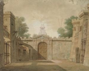 The Interior Of A Courtyard With A Bell Tower The Interior Of A Courtyard With A Bell Tower