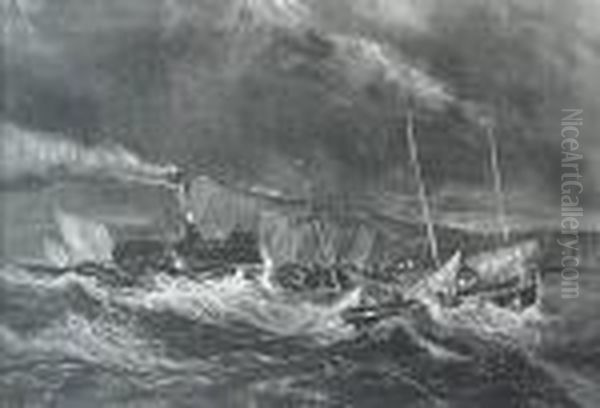 Jean Baptiste Isabey- ''cote De 
Douvres''- Lithograph, C.1832,age Toned, Minor Foxing, Soiling And 
Staining, Taped To Bottom Matat Upper Corners Verso, 6 X 8 1/2'' - view 1