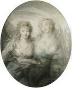 Doppelportrat Von Zwei Jungen Damen Mit Wehendem Umhang by Jean-Baptiste Isabey