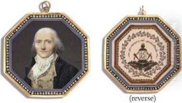 A Gentleman, In Light Grey
Striped Dark Grey Pekin Coat, Mauve And Green Embroidered Foliate
Cream-coloured Waistcoat, Knotted White Cravat, Powdered Hair - view 1