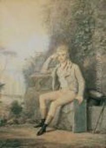 Bildnis Eines Jungen Zeichners In Einer Parklandschaft. Bildnis Eines Jungen Zeichners In Einer Parklandschaft.