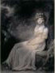 Portrait De Femme Dans Un Paysage by Jean-Baptiste Isabey