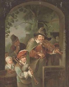 Musicians at an entrance to an inn by Willem Van Mieris Leiden