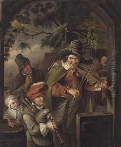 Musicians at the entrance to an Inn by Willem Van Mieris Leiden