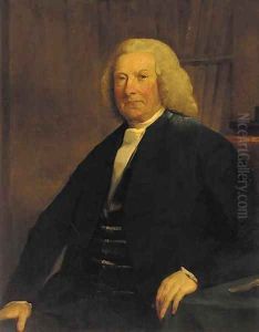Portrait of a gentleman, seated three-quarter-length, in a blue jacket by David Martin
