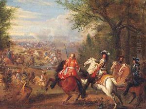 A military commander and generals observing a battle