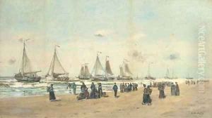 The Scheveningen fishing fleet setting off to the fishing grounds by Hendrik Willem Mesdag