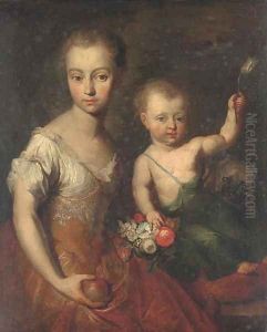 Double portrait of a girl and a boy by Heroman Van Der Mijn