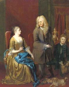 Elegant figures in an interior by Heroman Van Der Mijn