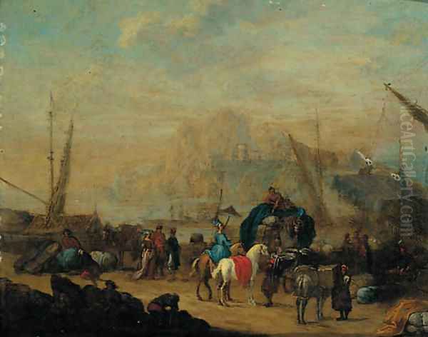 Merchants at a Mediterranean port - view 1