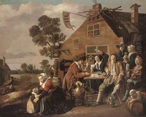 Card players outside a tavern by Jan Miense Molenaer