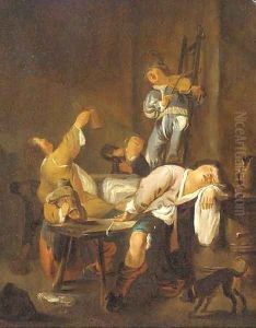 Peasants making merry in an inn by Jan Miense Molenaer