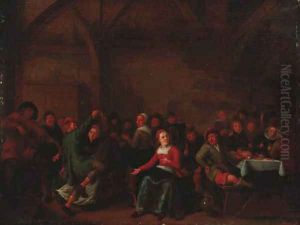 Peasants merrymaking in a tavern by Jan Miense Molenaer
