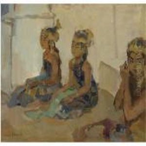 Three Javanese Dancers In The Kraton Of Solo