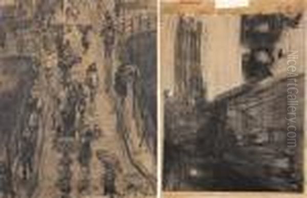 Dutch, - Steeg And Through The Rain:a Double-sided Work Signed Isaac Israels - view 1